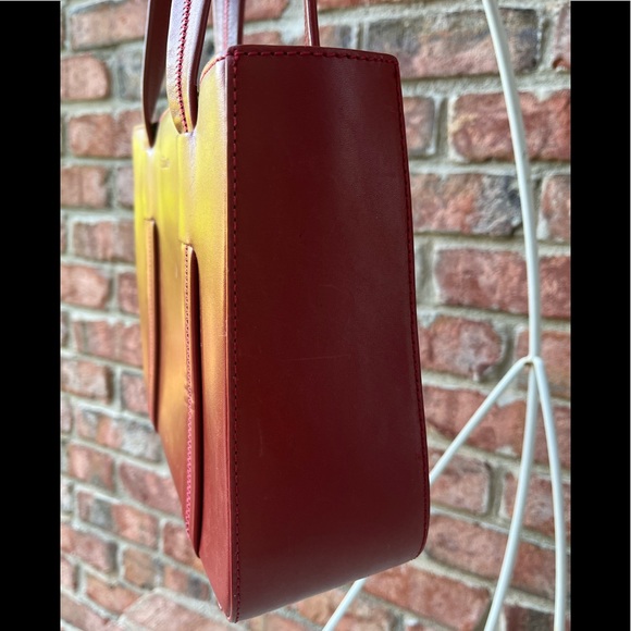 Cole Haan Red Leather Shoulder Bag Purse Dual Handles - Picture 5 of 13